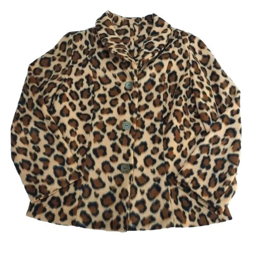 Leopard print jacket Handmade women's  fleece 34" chest estimated Small